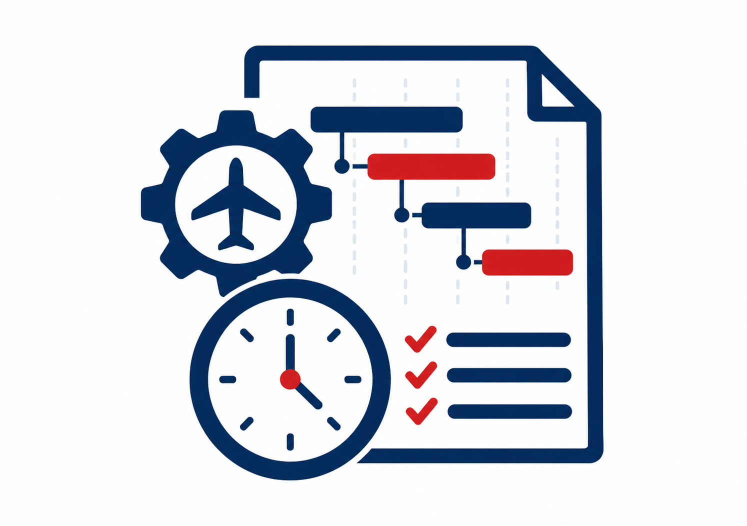 Planning document with a clock, ruler and gear representing program management