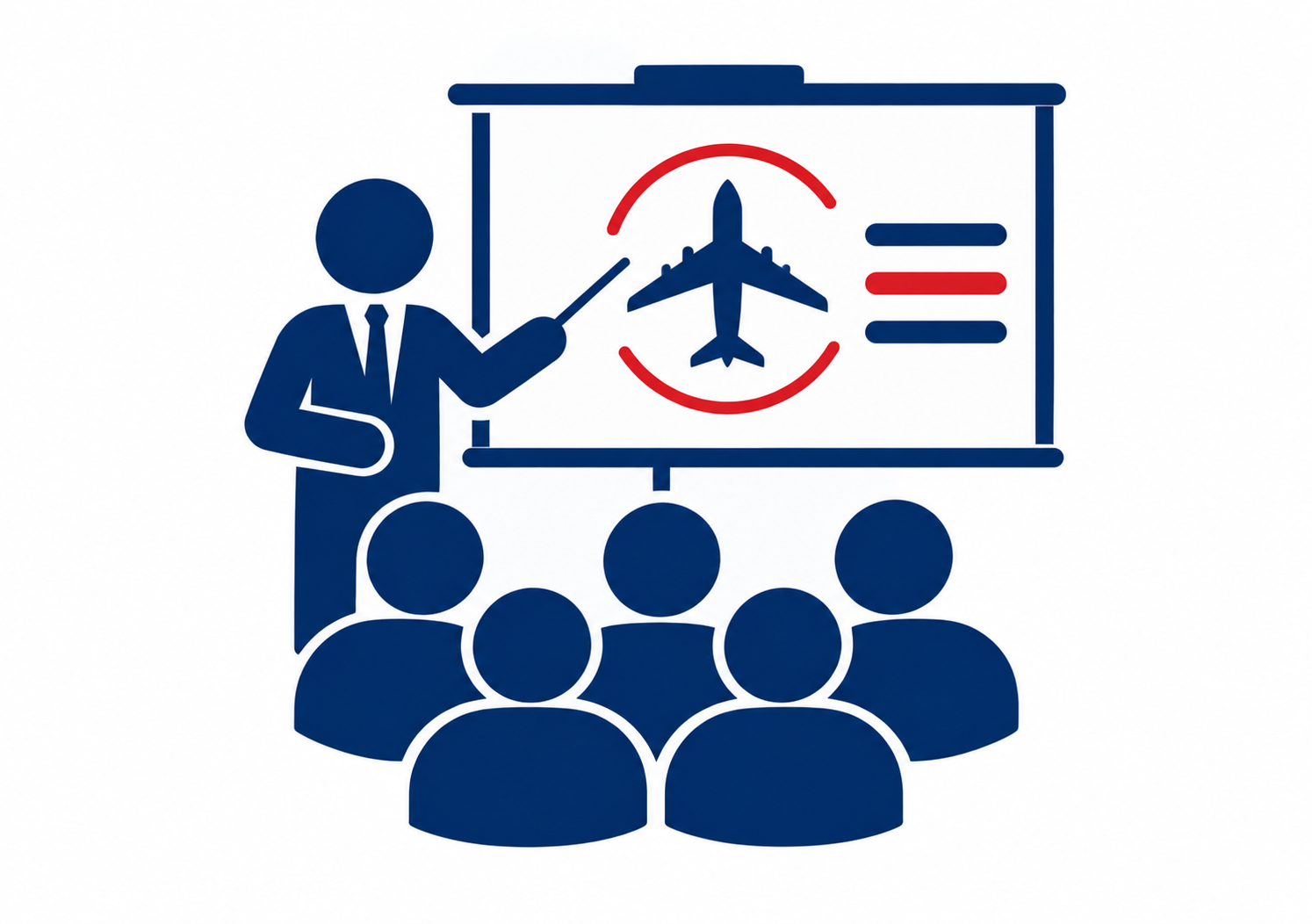 Emblem of an instructor presenting to a seated class